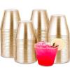 Tobvory 100 Pack Gold Plastic Cups - 9 oz Hard Gold Cups, Premium Disposable Cups For Cocktail And Drinking - Food Grade Party Cups Set - Sturdy Plastic Tumbler Cups For Parties - Gold Glitter view 1