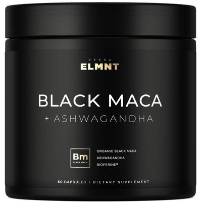 40,000mg 40x Strength Organic Black Maca Root w. Ashwagandha - #1 Highest Potency Black Maca Root Capsules for Men Supplement 40:1 Extract - 100% Pure Maca Peruana, Maca Powder Pills, Gelatinized