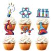 18pcs Glitter Dessert Cupcake Topper Chemistry Organism Experiment Theme Boys Girls Happy Birthday Party Decorations Supplies view 1