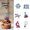18pcs Glitter Dessert Cupcake Topper Chemistry Organism Experiment Theme Boys Girls Happy Birthday Party Decorations Supplies view 2