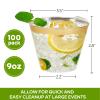 Tobvory 100 Pack Gold Rimmed Plastic Cups - 9 oz Hard Clear Plastic Cups, Premium Disposable Cup For Cocktail And Drinking - Food Grade Party Cups Set - Sturdy Tumbler Cup - Gold Rim view 2