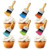 18pcs Glitter Paintbrush Dessert Cupcake Topper Painting Graffiti Artist Theme Decorations Boys Girls Happy Birthday Party Decor Supplies view 1