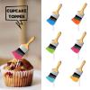 18pcs Glitter Paintbrush Dessert Cupcake Topper Painting Graffiti Artist Theme Decorations Boys Girls Happy Birthday Party Decor Supplies view 2