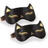 Drizzle Cat Eye Mask Natural Silk Sleep Mask Cute Smooth and Soft Eye Covers for Sleeping (2pcs Black) view 1