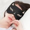 Drizzle Cat Eye Mask Natural Silk Sleep Mask Cute Smooth and Soft Eye Covers for Sleeping (2pcs Black) view 3