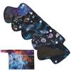 5 Thong Panty Liners 1 Wet Bag Cloth Menstrual Pads Sanitary Reusable Washable (Universe Pack) view 1