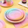 Cheery Land Pastel Birthday Decorations: Rainbow Girls Party Plates, Cups, Napkins & Cutlery Sets for 25 Guests view 3