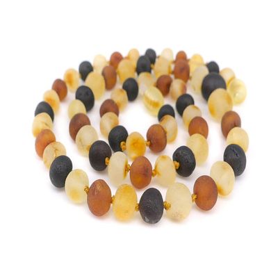 Baltic Amber Necklace for Adult - Natural Amber from Baltic Region, Genuine Amber (17.7 inch, RAW Multi)