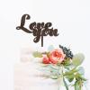 Love You Cake Topper, Rustic Wedding Cake Topper, Vow Renewal Cake Topper,Anniversary Cake Topper,Best Wedding Party Supplies , Wooden Brown view 2