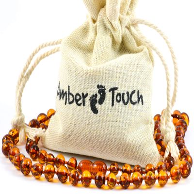 Baltic Amber Necklace for Adult - Natural Amber from Baltic Region, Genuine Baltic Amber (19.7 inch, Cognac)