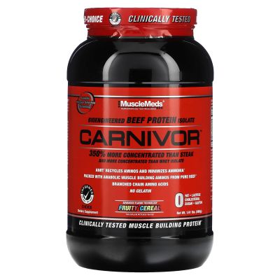 MuscleMeds CARNIVOR Beef Protein Isolate Powder, Muscle Building, Recovery, Lactose Free, Sugar Free, Fat, Free, 23g Protein, Fruity Cereal, 28 Servings