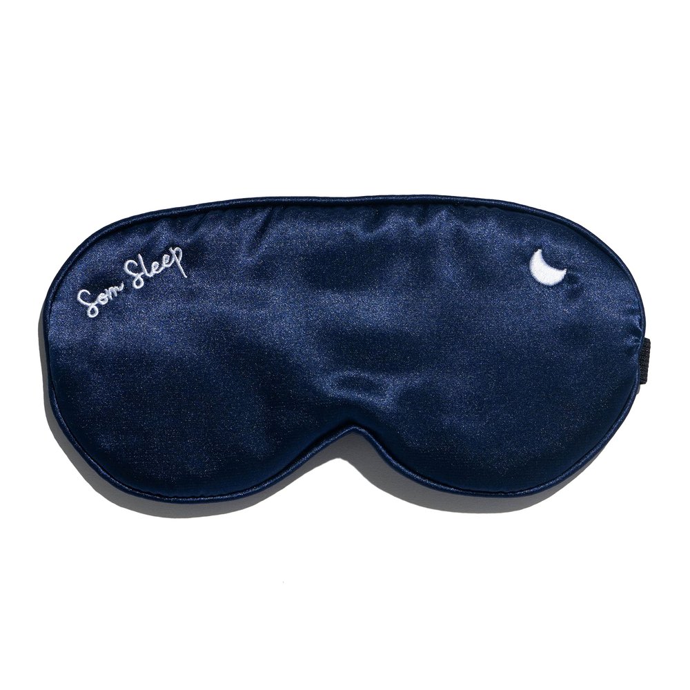 Som Sleep Satin Sleep Mask for Women & Men Soft & Comfortable Eye Mask for Sleeping with Adjustable Head Band 100% Light Blocking, Breathable Fabric Eye Cover for Sleeping Navy Blue