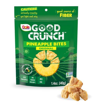 Dole Good Crunch Pineapple Dried Fruit Bites, Gluten Free & Vegan Snack, 1.4oz Bag