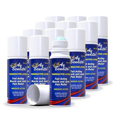 Ay Bendito Roll-on Cooling Pain Reliever Gel for Muscle, Joint, and Back Pain. Fast Acting and Long Lasting - 12 Pack