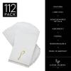 Luxe Party 112 Pack Hebrew Monogram Napkins| Hebrew Letters| Disposable| Premium Airlaid| Linen Feel| Decorative Table Setting| Guest Towel Napkin | LAMED | White and Gold view 2