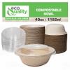 [500 Pack] 40 oz Round Disposable Compostable Paper Bowls with Dome Lids Heavy-Duty, Eco-Friendly Natural Bagasse Unbleached, Heat Resistant, 100% Biodegradable Salad Bowls Alternative to Plastic view 4