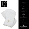 Luxe Party 112 Pack Hebrew Monogram Napkins| Hebrew Letters| Disposable |Premium Airlaid | Linen Feel| Decorative Table Setting| Guest Towel Napkin | DALET | White and Gold view 2
