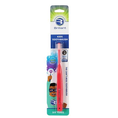 Brilliant Kids Toothbrush Patented Round Design for Easy and Effective Brushing - Two Time Dental Advisor Manual Toothbrush of The Year, 24 Pack, Red