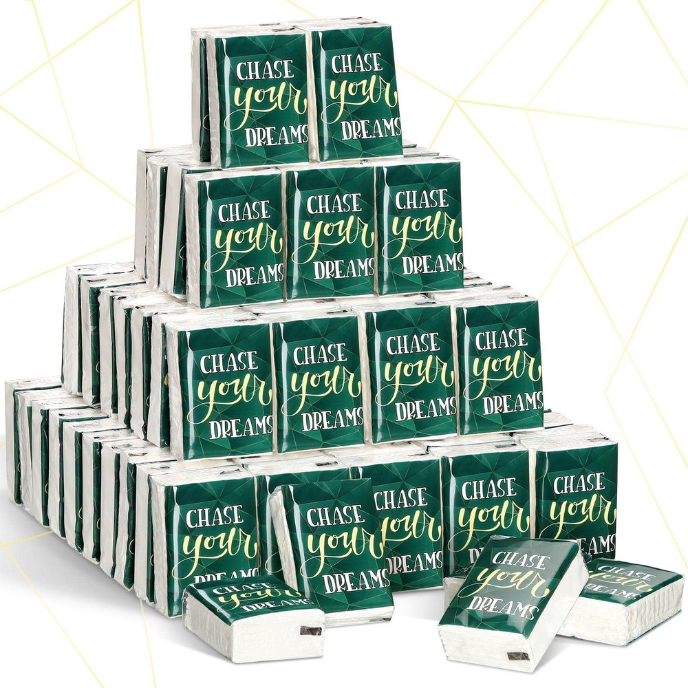 100 Packs Back to School Pocket Tissues Bulk Wallet Size Travel Facial Tissues Inspirational Packs Individual 3 Ply Small Mini Gift for Calssroom Travelling Wedding Holiday(Cool Style)