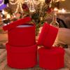 GnFlus Red Gift Boxes with Lids for Presents Set of 4 Round Velvet Nesting Christmas Gifts Box for Arrangements Flowers Wedding Birthday Valentines Bridesmaid Party Anniversary view 2