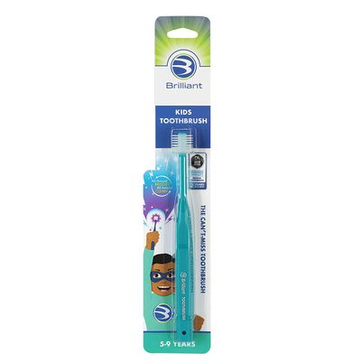 Brilliant Kids Toothbrush Patented Round Design for Easy and Effective Brushing - Two Time Dental Advisor Manual Toothbrush of The Year, 24 Pack, Teal