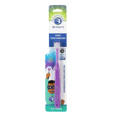 Brilliant Kids Toothbrush Patented Round Design for Easy and Effective Brushing - Two Time Dental Advisor Manual Toothbrush of The Year, 24 Pack, Purple
