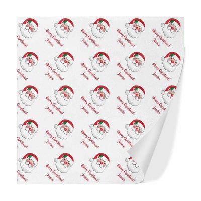 MyPupSocks Personalized Name Xmas White Wrapping Paper Sheets Santa Claus for Easter, Mothers Day, Birthdays, Weddings, Bridal Showers, Baby Showers