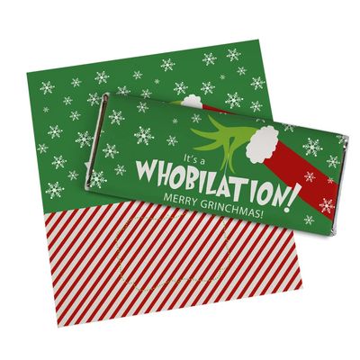 24ct Christmas Party Favors DIY Wrappers for Candy Bars (24 Pack) - Grinch Whobilation