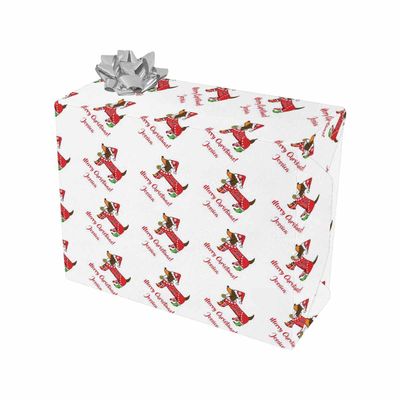 MyPupSocks Personalized Dog Wrapping Paper Design for Christmas Xmas White for Birthday, Holiday, Father's Day, Baby Shower