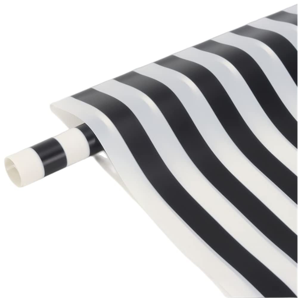 20 Pcs Striped Flower Wrapping Paper,Waterproof Valentine's Day Bouquet Wrapping Paper 23x23 Inch,Used for DIY Crafts, Gift Packaging, Flower Shop Bouquet Packaging (Black)