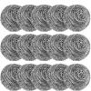 15 Pack Steel Wool Scrubber, Metal Kitchen Scrubbing Sponges, Dishwashing Scouring Pads Heavy Duty, Premium Stainless Steel Scrubbers for Cleaning Dishes Pots and Pans Bathroom Oven (Sliver) by VOPTON view 1