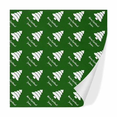 MyPupSocks Customized Add Your Name Xmas Green Birthday Gift Wrapping Paper Sets Christmas Trees for Wedding, Birthday, Holiday, Baby Shower