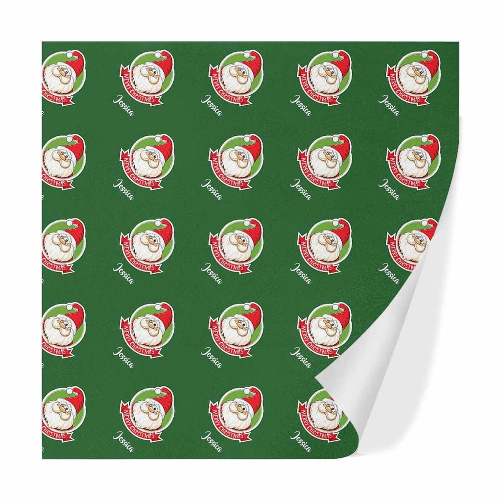 MyPupSocks Custom Xmas Green Birthday Gift Wrapping Paper Sets Christmas Santa Happy Birthday Wrapping Paper for Kids Girls Women Adults Boys Men