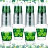 100 Pcs 12 oz Happy St Patrick's Day Shamrock Cups St Patty's Day Disposable Clear Plastic Cups Lucky St Patrick's Day Cup for Holiday Birthday Party Supplies Beer Beverage Snacks(Novel Style) view 1