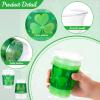 100 Pcs 12 oz Happy St Patrick's Day Shamrock Cups St Patty's Day Disposable Clear Plastic Cups Lucky St Patrick's Day Cup for Holiday Birthday Party Supplies Beer Beverage Snacks(Novel Style) view 3