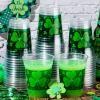 100 Pcs 12 oz Happy St Patrick's Day Shamrock Cups St Patty's Day Disposable Clear Plastic Cups Lucky St Patrick's Day Cup for Holiday Birthday Party Supplies Beer Beverage Snacks(Novel Style) view 4