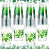 100 Pcs 12 oz Happy St Patrick's Day Shamrock Cups St Patty's Day Disposable Clear Plastic Cups Lucky St Patrick's Day Cup for Holiday Birthday Party Supplies Beer Beverage Snacks(Classic Style) view 1
