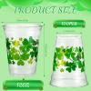 100 Pcs 12 oz Happy St Patrick's Day Shamrock Cups St Patty's Day Disposable Clear Plastic Cups Lucky St Patrick's Day Cup for Holiday Birthday Party Supplies Beer Beverage Snacks(Classic Style) view 2