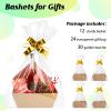 Eccliy 66 Pcs 12" x 10" Valentines Day Baskets Extra Large Baskets for Gifts Empty Set, 12 Cardboard Empty Gift Basket 24 Bags and 30 Bows for Birthday Thanksgiving Wedding Easter Holiday Party view 4