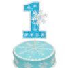 1Pc Snowflake Number 1 Cake Topper Glitter Snowflake One 1st Birthday Party Cake Pick Winter Theme Baby Shower Kids First Birthday Party Cake Decorations Supplies Blue view 1
