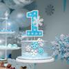 1Pc Snowflake Number 1 Cake Topper Glitter Snowflake One 1st Birthday Party Cake Pick Winter Theme Baby Shower Kids First Birthday Party Cake Decorations Supplies Blue view 4