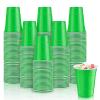 Lounsweer 100 Pack 16 Ounce Plastic Party Cups Heavy Duty Drinking Water Cups for Valentine Carnival St. Patrick's Day Holiday Festival Wedding Birthday Party Supplies(Green) view 1