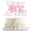 1Pc Winter Onederland Cake Topper Pink Glitter Snowflake One 1st Birthday Party Cake Pick Decorations for Winter Snowflake Theme Baby Shower Kids First Birthday Party Supplies view 1