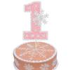 1Pc Glitter Snowflake Number 1 Cake Topper Decorations for Winter Baby Shower Kids First Birthday Party Supplies Pink view 1