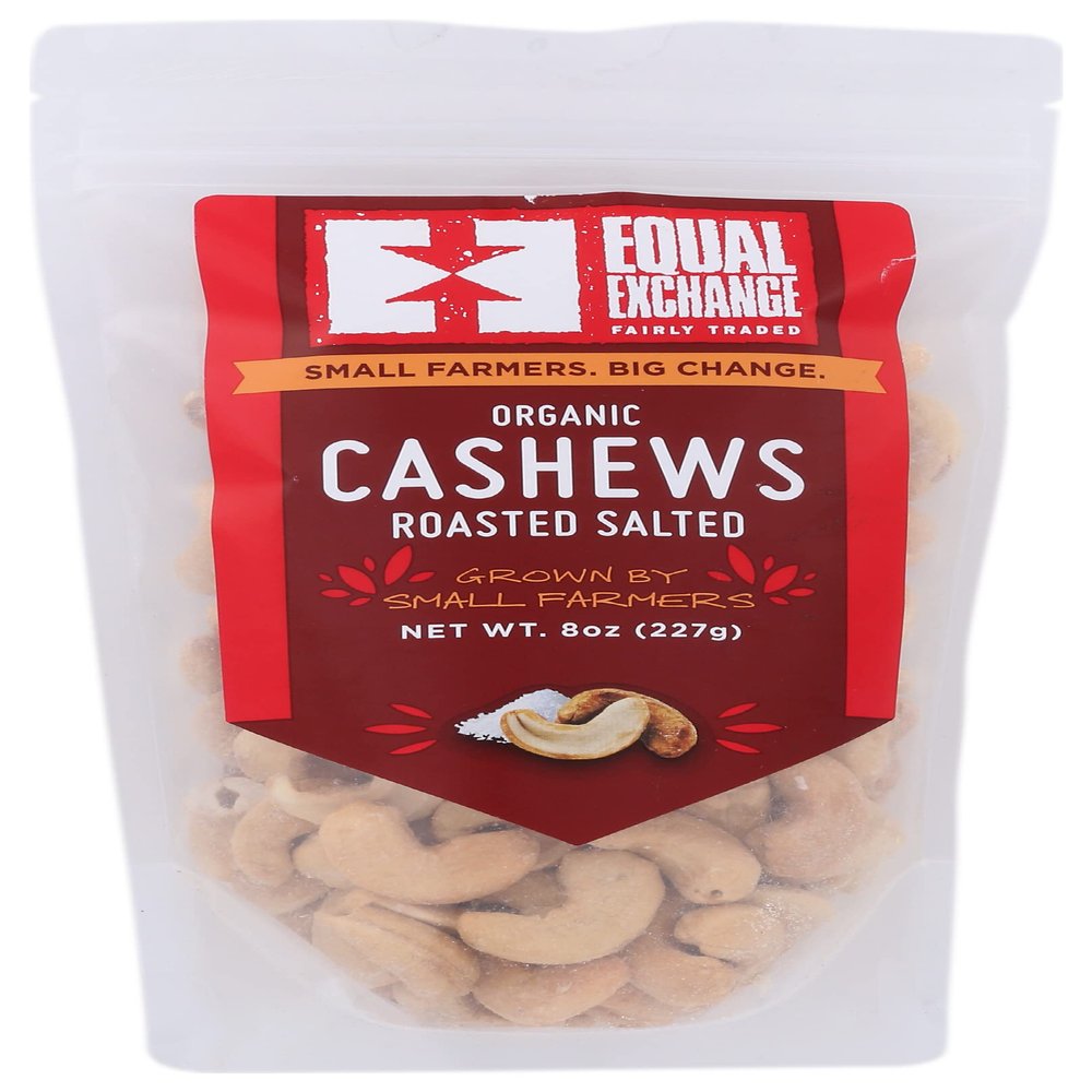 Equal Exchange Organic Roasted and Salted Cashews, Chemical Free, 8 Ounce (Pack of 6)