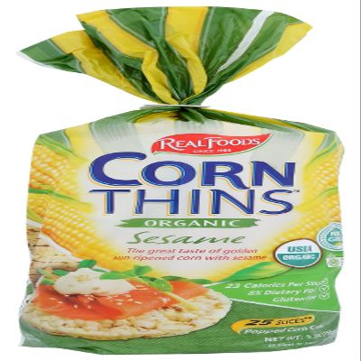 Real Foods Organic Sesame Flavored Corn Thin, Non GMO, 5.3 Ounce (Pack of 6)