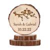 Personalized Rustic Wedding Cake Toppers,Wood Slice Love Birds Mr and Mrs Cake Topper,Customize Your Own Anniversary Cake Topper view 2