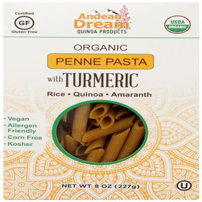 Andean Dream Quinoa Penne Turmeric Pasta, Gluten Free, Vegan, 8 Ounce (Pack of 8)