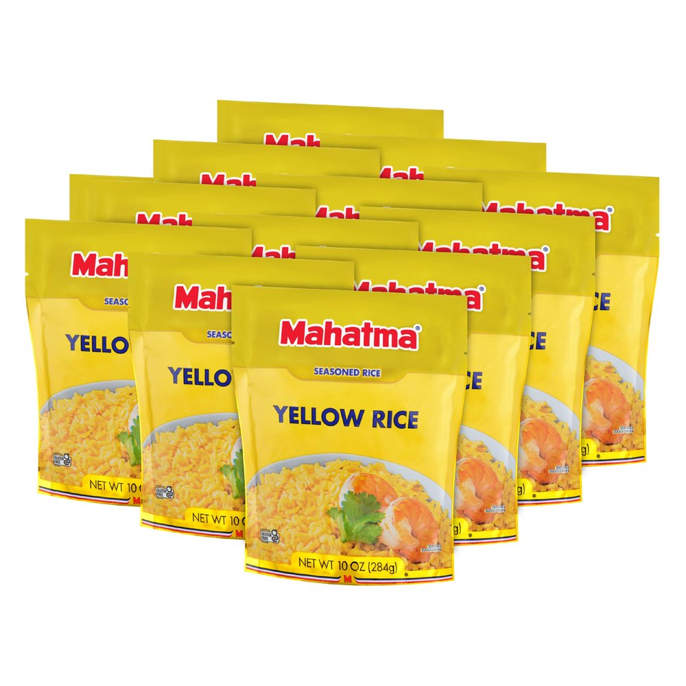 Mahatma Yellow Rice Mix, Long-Grain Rice, Stovetop or Microwave Rice, Gluten-Free and Kosher 20-Minute Rice, 10 Ounces, Pack of 12