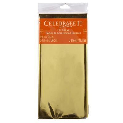20 Packs: 5 ct. (100 Total) Gold Foil Tissue by Celebrate It